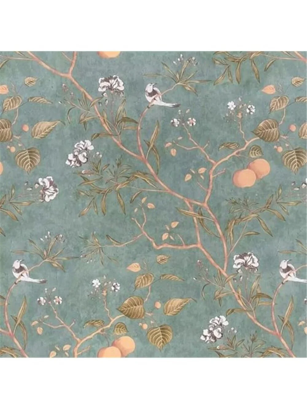 Green Floral Bird Peel Stick Wallpaper Vintage Vinyl Removable Contact Paper